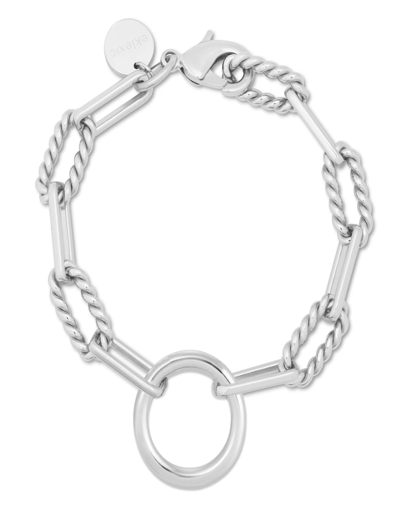 Front of a size 9" Eliza Bracelet 9" Silver in Silver by Eklexic. | dia_product_style_image_id:283130